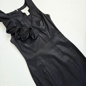 David's Bridal sleeveless little black dress with ruffle detail